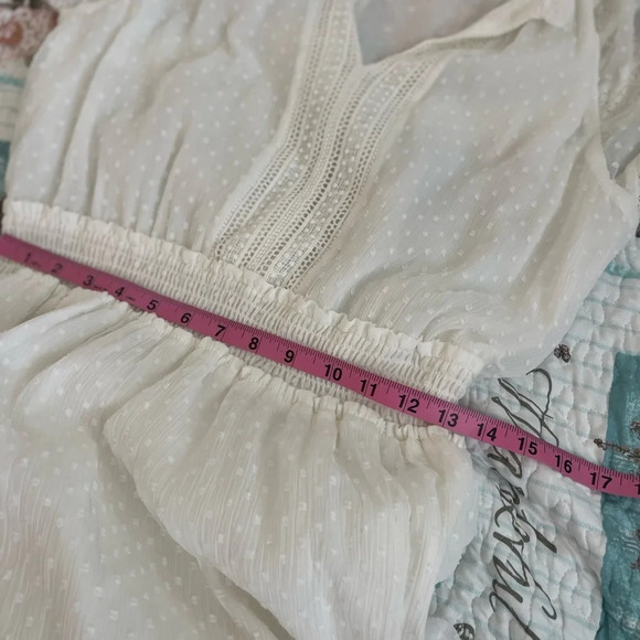 Lauren Ralph Lauren Black Label White Cottagecore Swiss Dot Midi Dress - Picture 7 of 11